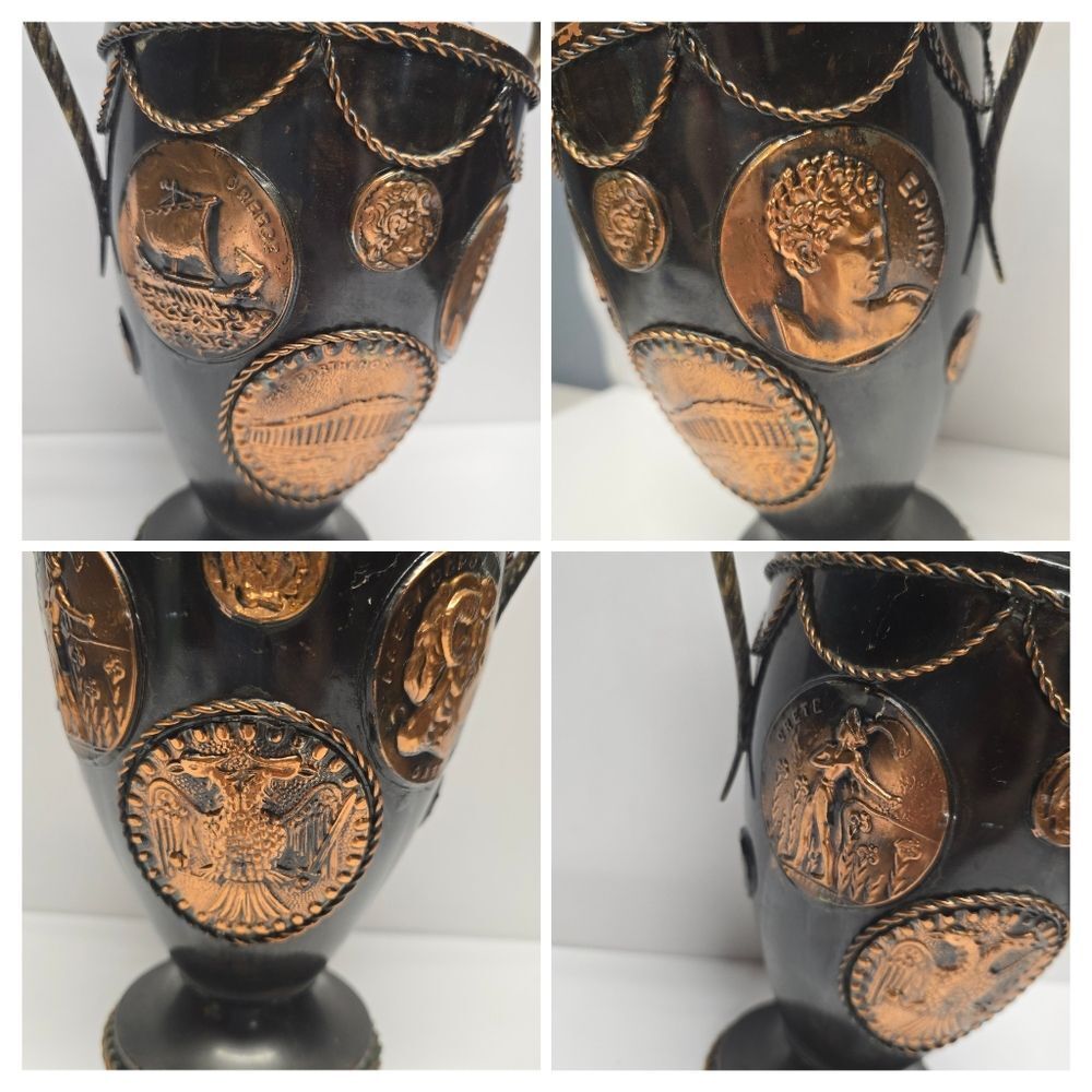Vintage Large Metal Greek Vase In Antique Style - Picture 2 of 9
